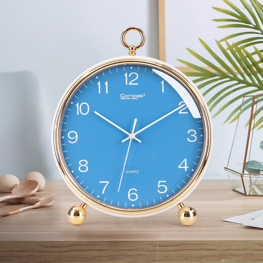 Kangbas simple table clock living room bedroom study desktop clock 2025 creative fashion table clock calendar quartz clock 3476Y calendar white and blue (29 cm)