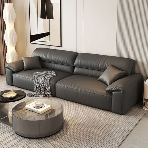 Italian minimalist cowhide sofa genuine leather home modern simple sofa large and small apartment leather art sofa living room straight row selected anti-fouling cat scratch leather 1.25m single seat multi-color optional