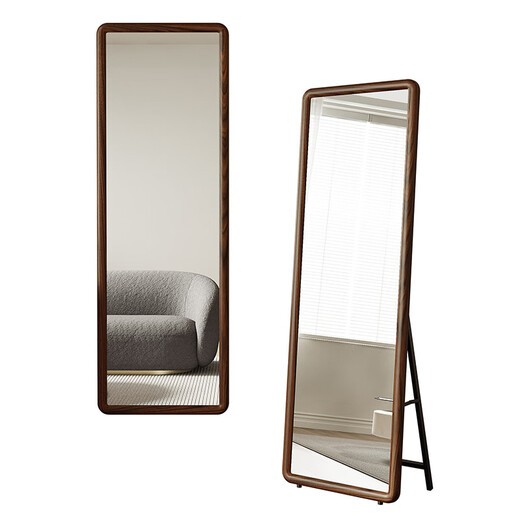 摩霄 实木穿衣镜全身镜落地卧室壁挂镜子贴墙简约化妆镜50*160原木色