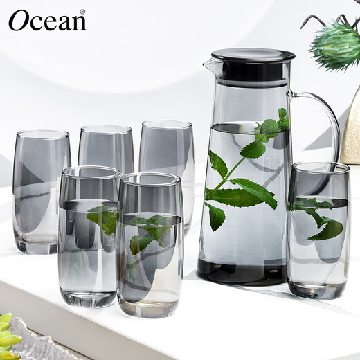 Ouxin imported from Thailand glass cold kettle water cup set household light luxury gray high temperature resistant cup holder