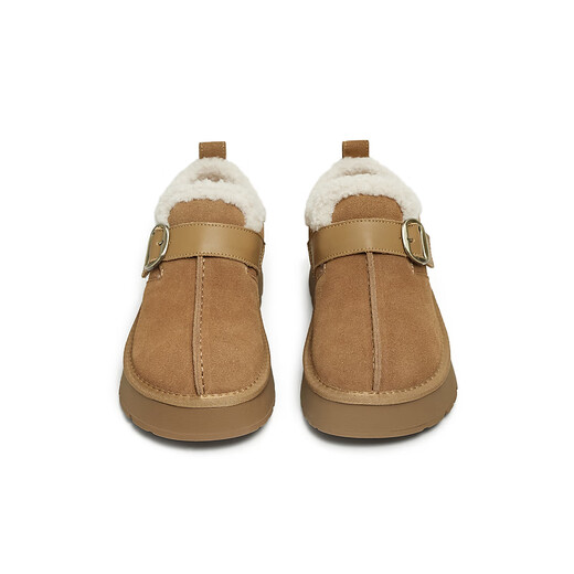 Tianmei Birkenstock shoes plush warm round toe solid color women's boots new style brown 36