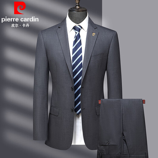 Pierre Cardin Spring Wool Suit Men's High-end Middle-aged Men's Business Formal Wedding Suit Black MY7001 Style 170 Size Recommended 100Jin Jin is equal to 0.5kg -120Jin Jin is equal to 0.5kg