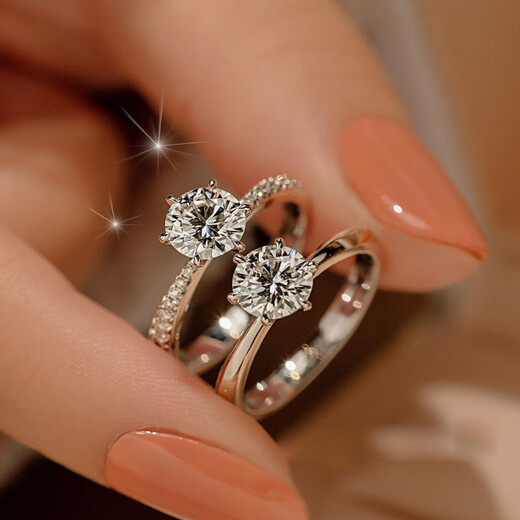 DL 1998 Fat Donglai same style pt950 platinum ring PT950 diamond ring for female couple, platinum six-claw diamond ring for girlfriend, six-claw full diamond 1 carat, default is live, need to leave a note or contact us