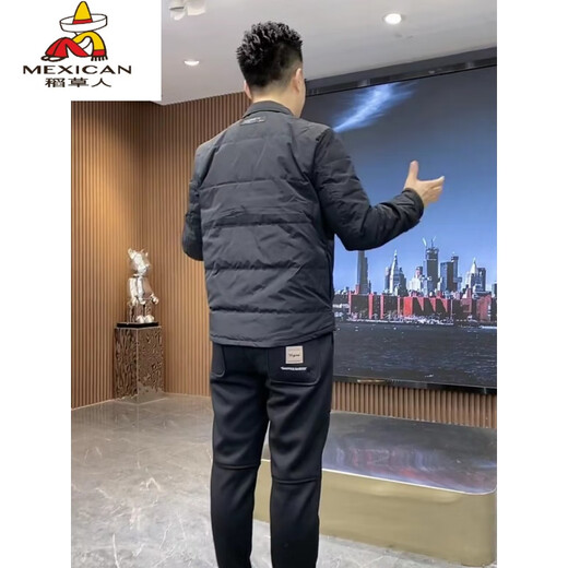 Vogelscheuche 9901 Herbst- und Winter-Herren-Dünn-Hemd-Hemd-Down-Jacke für Männer schlanker Winter warm warm warm außen mit mehrfacher Tendenzschwarz L (115jin [Jin gleich 0,5 kg] oder weniger