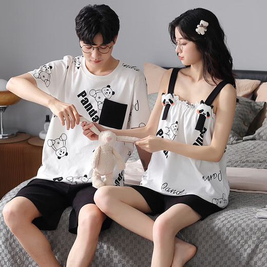 Vom Herzen reines Baumwollpaar Pyjama für Frauen im Sommer kurzärmelige Heimkleidung für Männer Pyjama für Sommer koreanischer Stil lässiger Hauskleidung Anzug O 9904 XL Männer [Größe 175-180 Gewicht 140-160jin [Jin gleich 0,5 kg]]