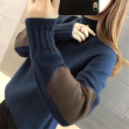 XuanNi Half Turtleneck Sweater Women's 2022 Autumn and Winter Versatile Bottoming Shirt Western Style Inner Thick Pullover THWA7720 Denim Blue One Size