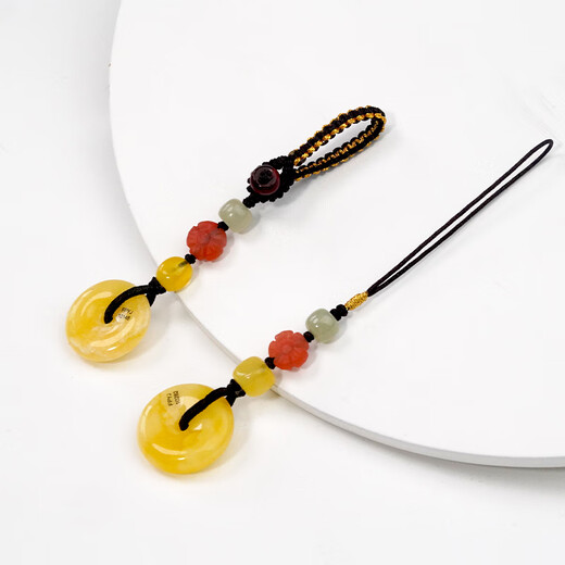 Shixi amber beeswax safety buckle pendant pendant key pendant mobile phone pendant natural raw ore retro bag hanging mobile phone pendant