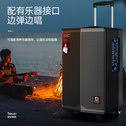 MALONE Outdoor Square Dance Portable Trolley Speaker with Wireless Bluetooth Microphone Live Broadcast Karaoke Guitar Playing and Singing Speaker K-408 Inch Standard Configuration + 2 Original Microphones + Gift Pack Ultimate Edition