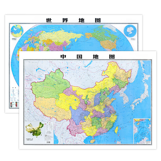 High-definition waterproof China map 2025 new world map 2 sheets in total, about 1.05X0.76 meters, laminated China map for home use China world map stickers