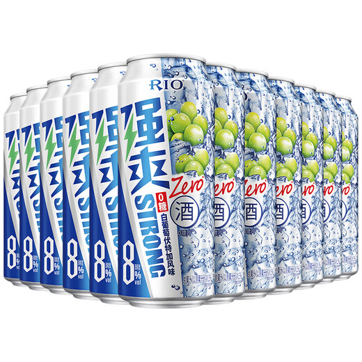 RIO锐澳强爽8度鸡尾酒洋酒气泡果酒强爽系列8度500ml*12罐 【强爽8度0糖】白葡萄