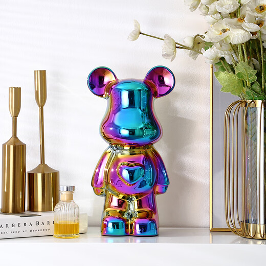 Internet celebrity violent bear cartoon TV wine cabinet living room decoration light luxury high-end ceramic children's piggy bank birthday gift 35cm orange care bear 16*13.5*35