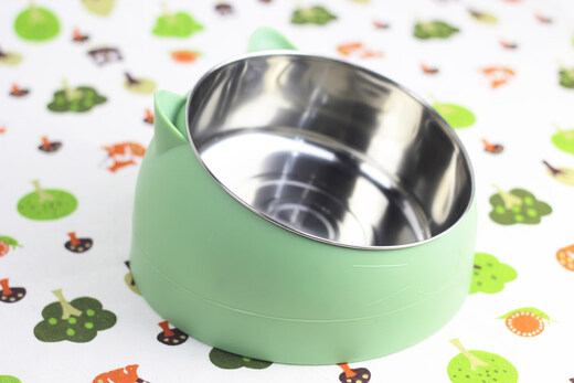Cat bowl pet heating bowl protects cervical spine 304 stainless steel food bowl rice bowl cat bowl cat food bowl for cats Nordic green with heating function temperature 030 adjustable