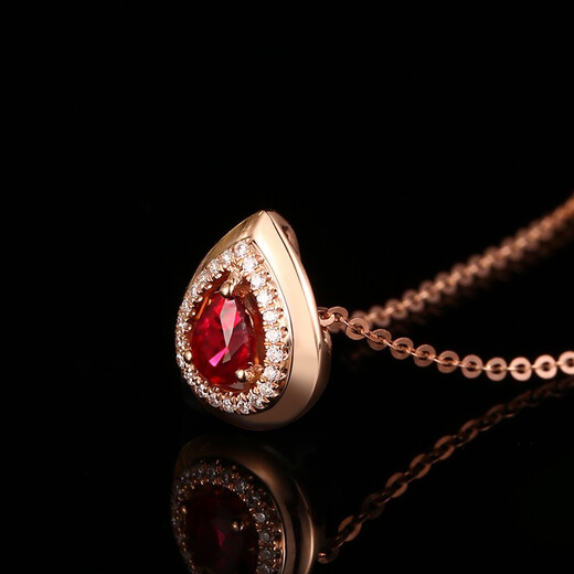 Tingliang 0.5 carat pigeon blood red ruby pendant 18K gold inlaid with diamond colored treasure necklace as a gift for your lover, single pendant in stock