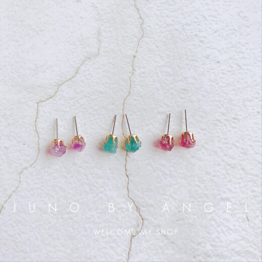 Baozha original design tourmaline earrings for women natural raw ore amethyst earrings creative simple garnet earrings garnet raw ore