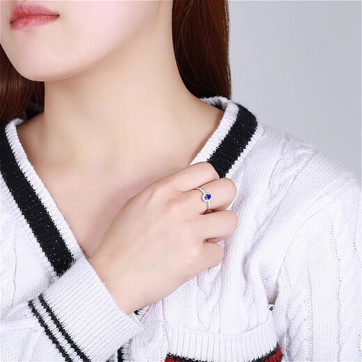 Haikai Ring Women's Royal Blue Sapphire Ring Luxury Jewelry Chinese Valentine's Day Gift for Wife or Girlfriend Sapphire Diamond Ring