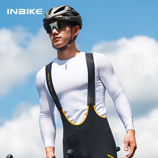 INBIKE quick-drying sweatshirt bottoming vest men's cycling clothing mountain road bicycle long-sleeved top white M