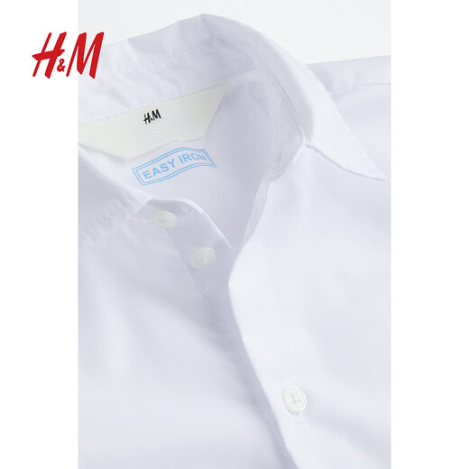 H&M children's clothing children's boys' shirt short-sleeved lapel formal dress performance clothing easy ironing shirt 1122396 white 100 56