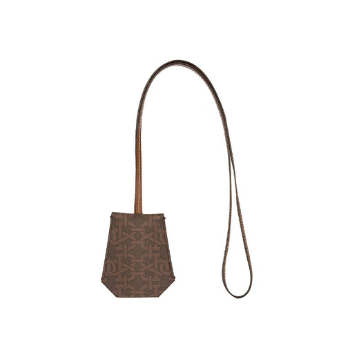 BALLY printed metal label key bag brown