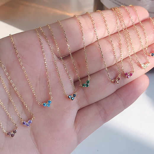 Shantou Lincun's same style emerald necklace love December birthstone small diamond inlaid light luxury December Tanzanite