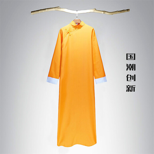 Lei Shixing crosstalk coat clothing men's May 4th youth wear Tang suit long gown robe Chinese style Republic of China student uniform class uniform allegro black 7XL (180 size)