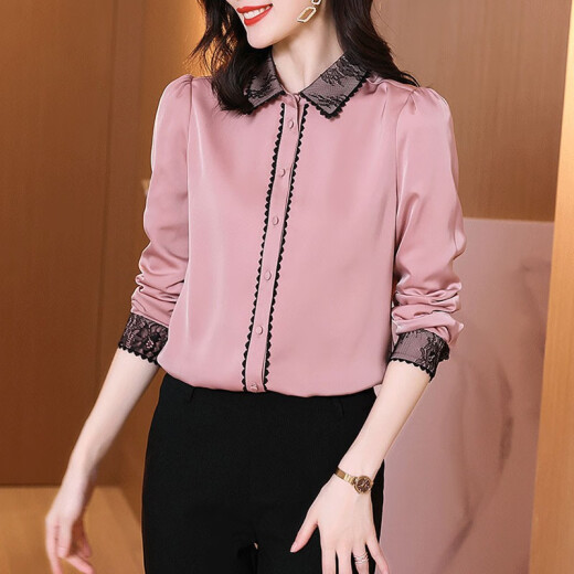 Yiyuyouxiang shirt for women 2020 autumn and winter new style, versatile, fashionable, long-sleeved, outer wear, inner shirt, pink L