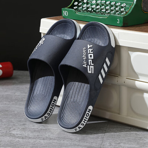 Men's summer outer wear large size sports non-slip wear-resistant indoor home bathroom bath soft-soled sandals men's navy blue upgraded model 42-43 sizes (suitable for 41-42 sizes)