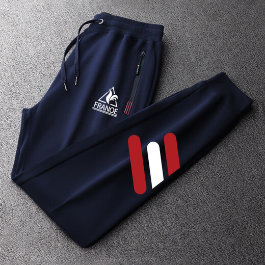 Le coq sportif French big cock casual sports pants for men in spring, autumn and winter new fashion versatile running leggings long pants light gray plus velvet leggings red and black three bars 2XL recommended 160-180Jin Jin equals 0.5 kg