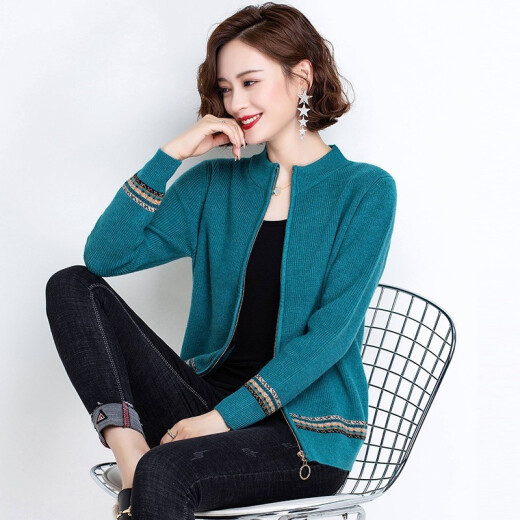 Mamori Women's Western Style Knitted Cardigan Women's 2021 Spring and Autumn New Short Jacket Women's Small Fashion Sweater Jacket Green M