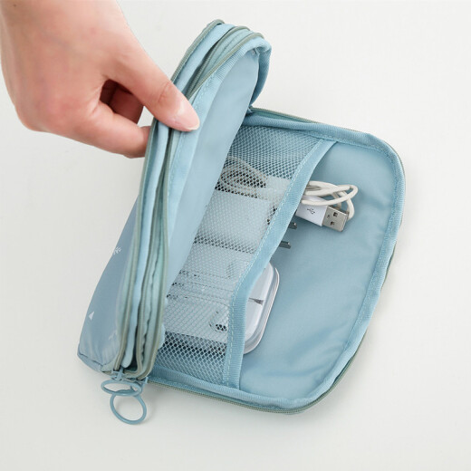 Xinqin travel double-layer document bag travel passport bag multi-functional storage bag travel supplies lake blue