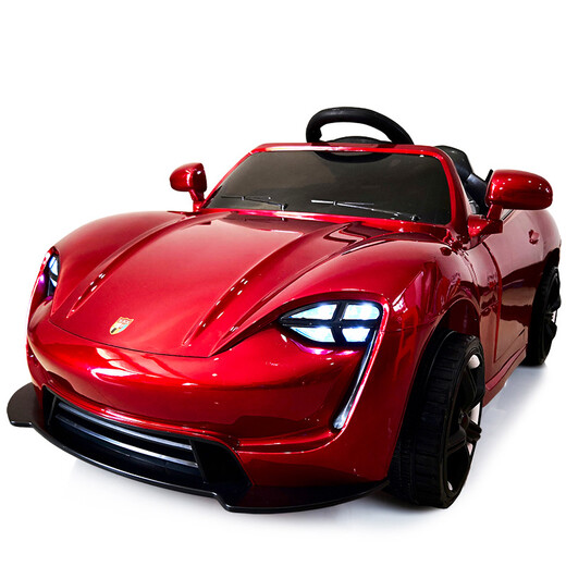 AiTong children's electric car 4-wheel toy car with remote control 1-3-4 years old can sit on and swing children's car birthday gift time-keeping, comfortable and painted black, two-wheel drive 12V small battery leather seat