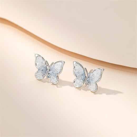 Qlady crystal butterfly temperament earrings women's sterling silver earrings new 2025 high-end silver earrings unique earrings