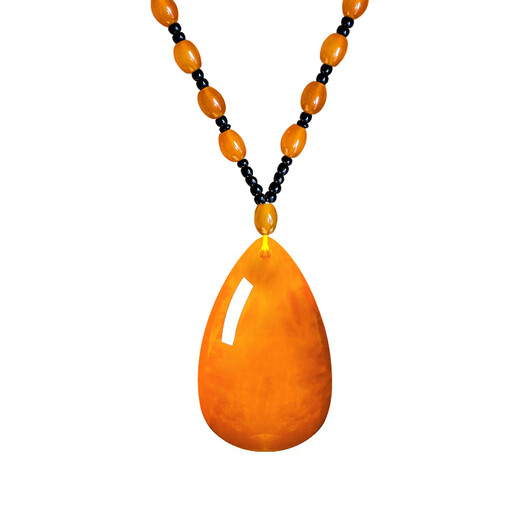 Ziweidai guaranteed official beeswax pendant old sweater chain amber long necklace chicken oil yellow ethnic style hanging large water drop