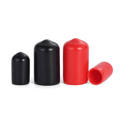 JINGGONG PVC cap round pipe sleeve black/red rubber thread protection plug soft-impregnated plastic insulation dust-proof seal inner diameter 20.0mm black (10 pieces)