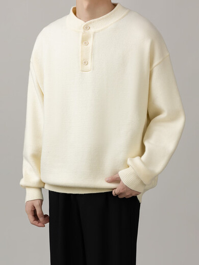 Men's 2025 New Men's Henley Collar Half-cardigan Simple Sweater Men's Casual Commuting Sweater Burgundy 2XL One Size