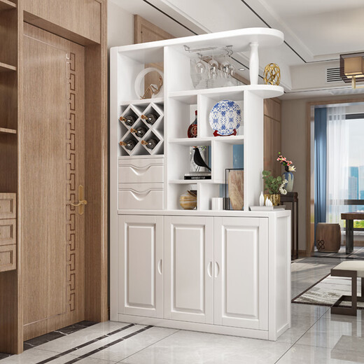 Benbei Chinese solid wood partition cabinet wine cabinet modern living room entrance cabinet shoe cabinet room hall cabinet entrance screen double-sided storage cabinet length 120 width 40 height 200cm meter partition 826# imported rubber wood walnut color home installation