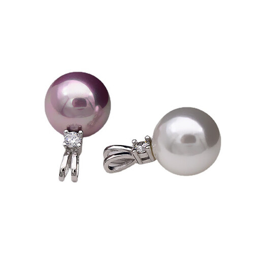 Senai Centenary S925 ear V-shaped shell pearl pendant, fashionable and versatile, perfect round shape, 10mm white beads without chain