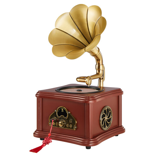 Canna retro mini CD gramophone European bluetooth hifi speaker old antique home CD player living room ornaments simulation vinyl record player D99 birthday gift D99PRO version walnut color + charge and plug dual-use + (10 CD discs)