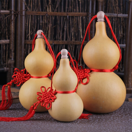 Open gourd pendant wine gourd natural wine bottle fine gourd wood gourd ornament Feng shui cork 12-13 cm