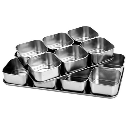 Enshousu stainless steel seasoning box seasoning box machine-made flavor box sample box food display box seasoning jar with lid commercial stall 6-grid seasoning box with lid and spoon