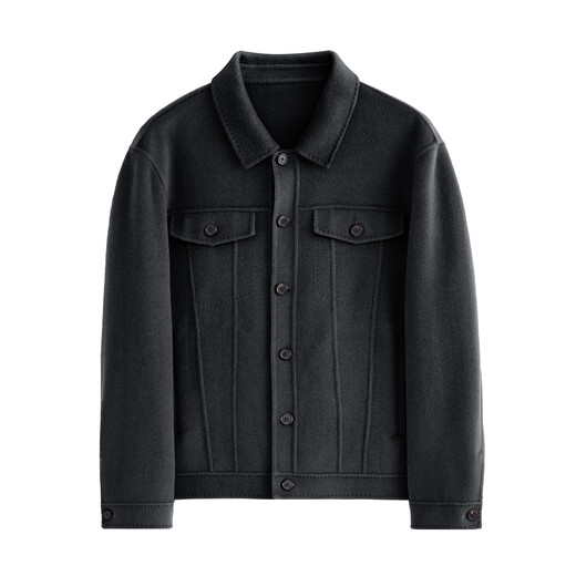 SANHEER, модная и простая двусторонняя шерстяная мужская джинсовая шерстяная куртка ручной работы в итальянском стиле, осенне-зимняя мужская джинсовая шерстяная куртка DAF211, темно-серая, на один размер меньше 2XL / 54