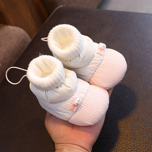 G.duck Schuhe und Socken für Babys und Kinder, 6 bis 12 Monate, rutschfeste Schuhe mit weichen Sohlen, 9 Baumwollschuhe für männliche und weibliche Babys von 0–1 Jahren, warm und samtig, beige, Welpen-Winterstil, plus Samt, S-Größe, geeignet für 0–6 Monate