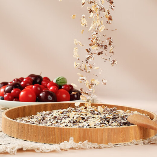 West wheat instant oatmeal, mixed cereals, fitness and health meal replacement, nutritious breakfast brewed food for middle-aged and elderly people, high fiber rye bucket 1105g, free pure wheat