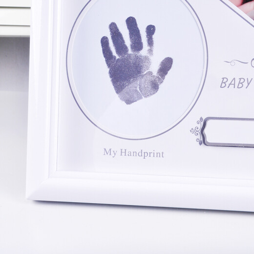 Youyibaby baby's hand and foot prints hand and foot print mud newborn full moon 100th anniversary commemorative photo frame round three-hole photo frame