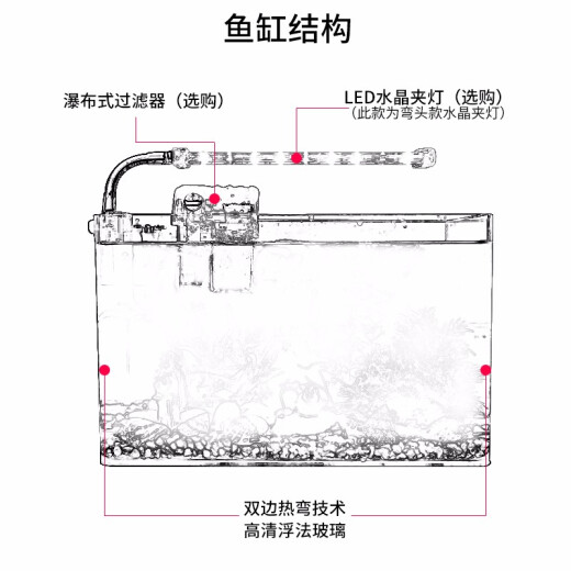 SEASTAR fish tank desktop transparent hot-bent square glass ecological goldfish tank turtle tank living room small mini aquarium 175*125*140 standard