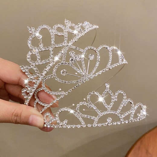 Ililo Bride Princess Crown Tiara Children's Day Crystal Headband Girls Headband Girls Birthday Crown Baby Hairband 1#Love Crown