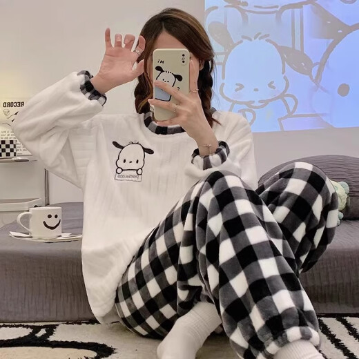 GTYUWVG睡衣冬季女款珊瑚绒加厚加绒长袖可爱宽松法兰绒家居服套装可外穿 679# M  75-100斤