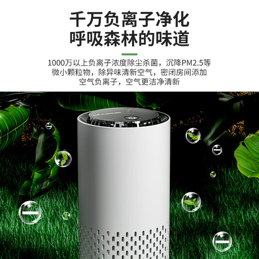 KUANJU car air purifier, negative ion formaldehyde removal and odor removal in the car, formaldehyde removal and odor removal, small household car air purifier, black, rechargeable model (built-in battery)
