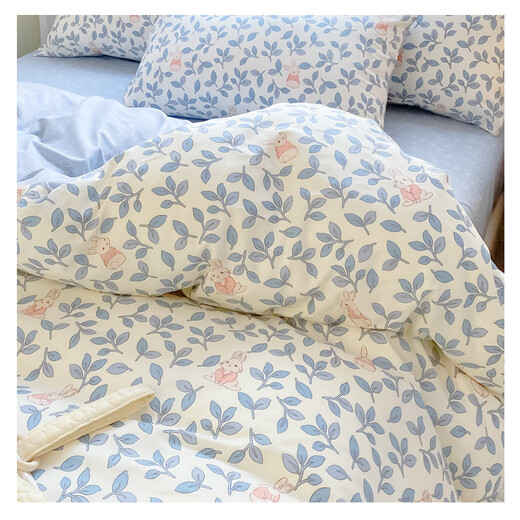 Linghan Xinjiang cotton bed sheet fabric, pure cotton twill fabric, Xinjiang long-staple cotton bed sheet quilt set, baby blanket, cartoon soft orchid leaf cute rabbit (half a meter price)
