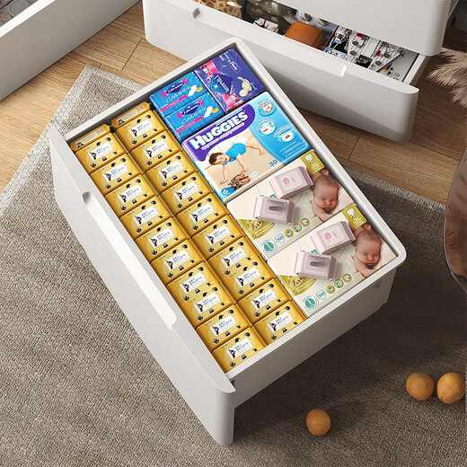 JEKO&JEKO drawer-type storage cabinet children's wardrobe feeding table baby wardrobe storage cabinet plastic bedroom bedside table chest of drawers 73CM face width assembly-free four layers wood grain style