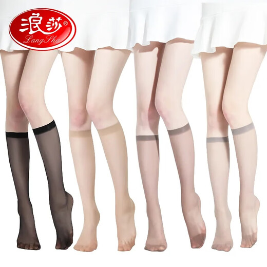 LangSha long cotton-soled stockings, women's sexy style, over-the-knee spring and summer half socks, mid-calf socks, new calf socks, skin color, 5 pairs, one size fits all, durable and anti-snagging